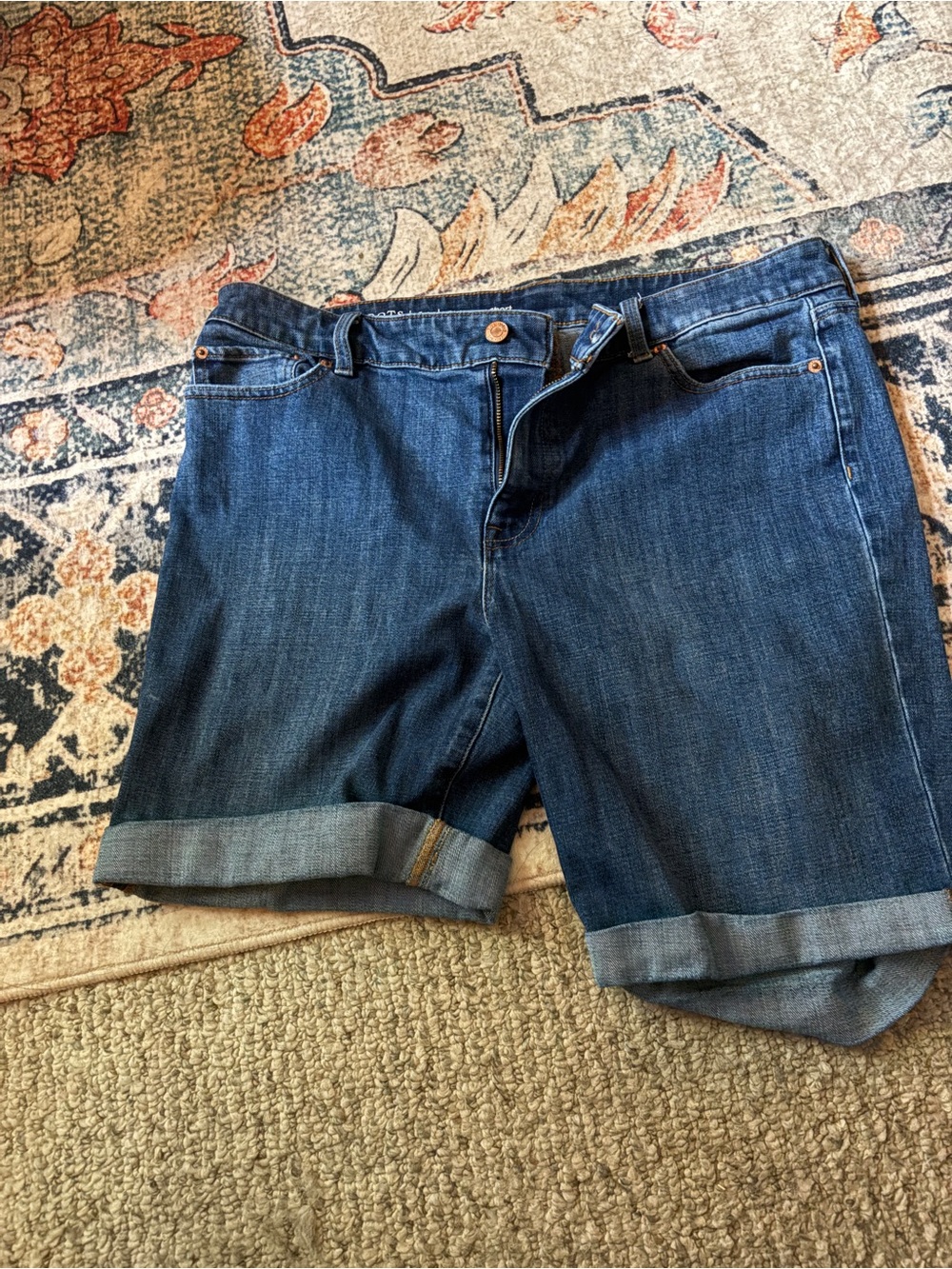 Talbots  Dark Blue Denim Roll-Cuff Shorts